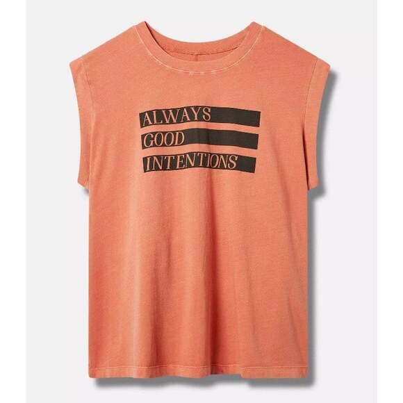Torrid Tops - Torrid Orange Graphic Vintage Jersey Crew Neck Dolman Tank 00 M/L 10 #G70621